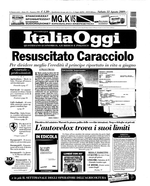 Italia oggi : quotidiano di economia finanza e politica